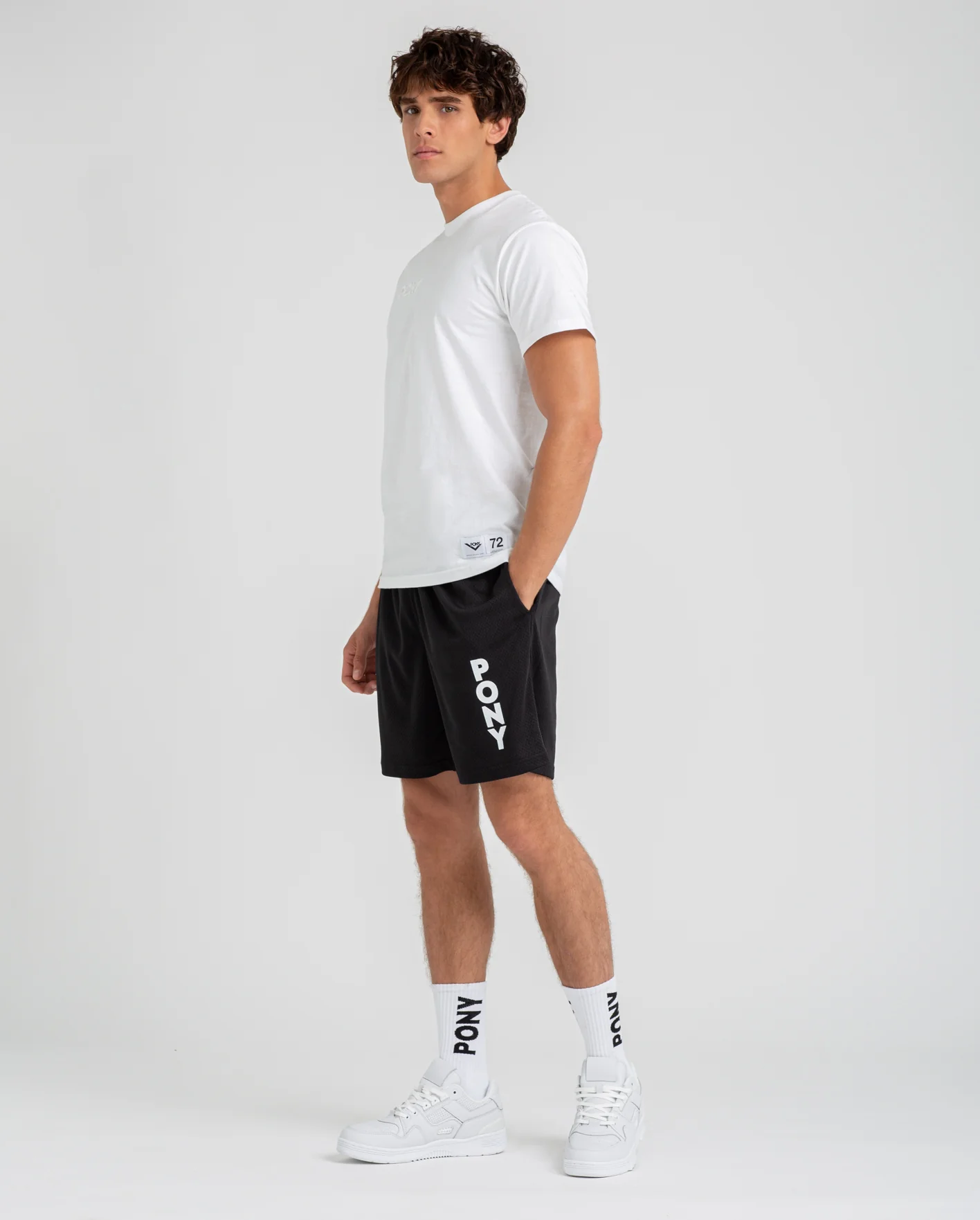BLACK WORDMARK MESH SHORT - Image 5